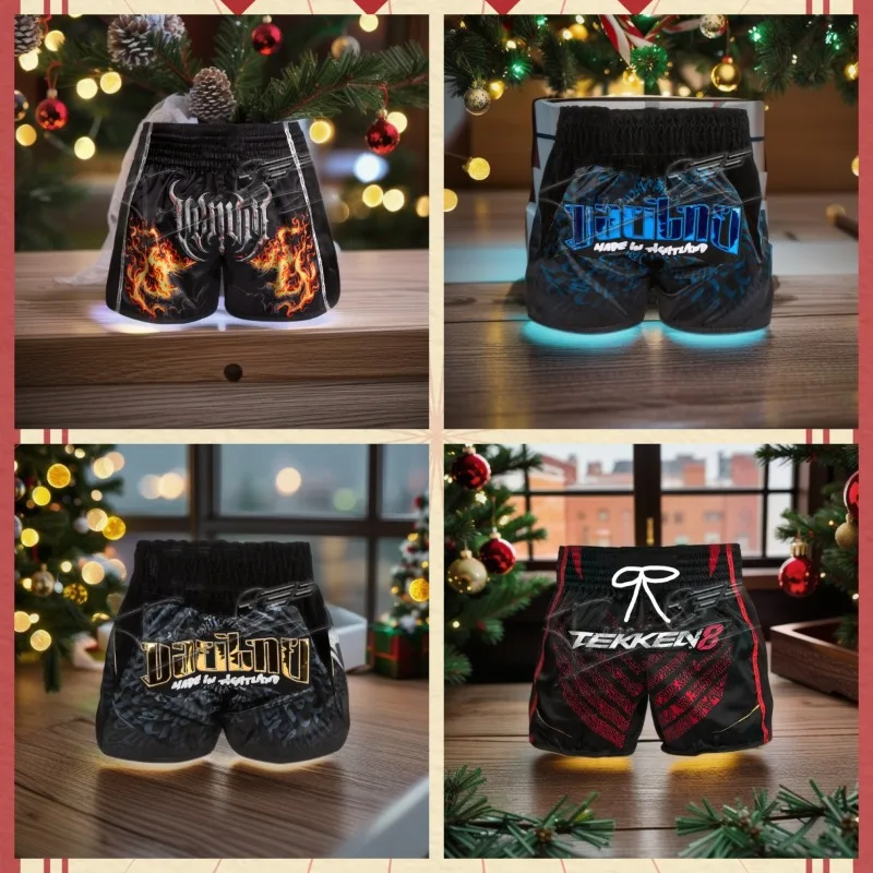 MMA Shorts for Kids & Adults Muay Thai Shorts Boxing Embroidered Martial Arts Clothing for Muay Thai and Taekwondo Training