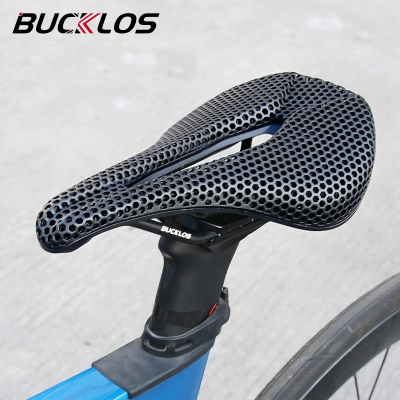 

Седло для шоссейного велосипеда BUCKLOS, карбоновое с 3D принтом, 143 мм, 155 мм, нейлоновое седло для велосипеда, дышащая подушка для шоссейного горного велосипеда, часть велосипеда