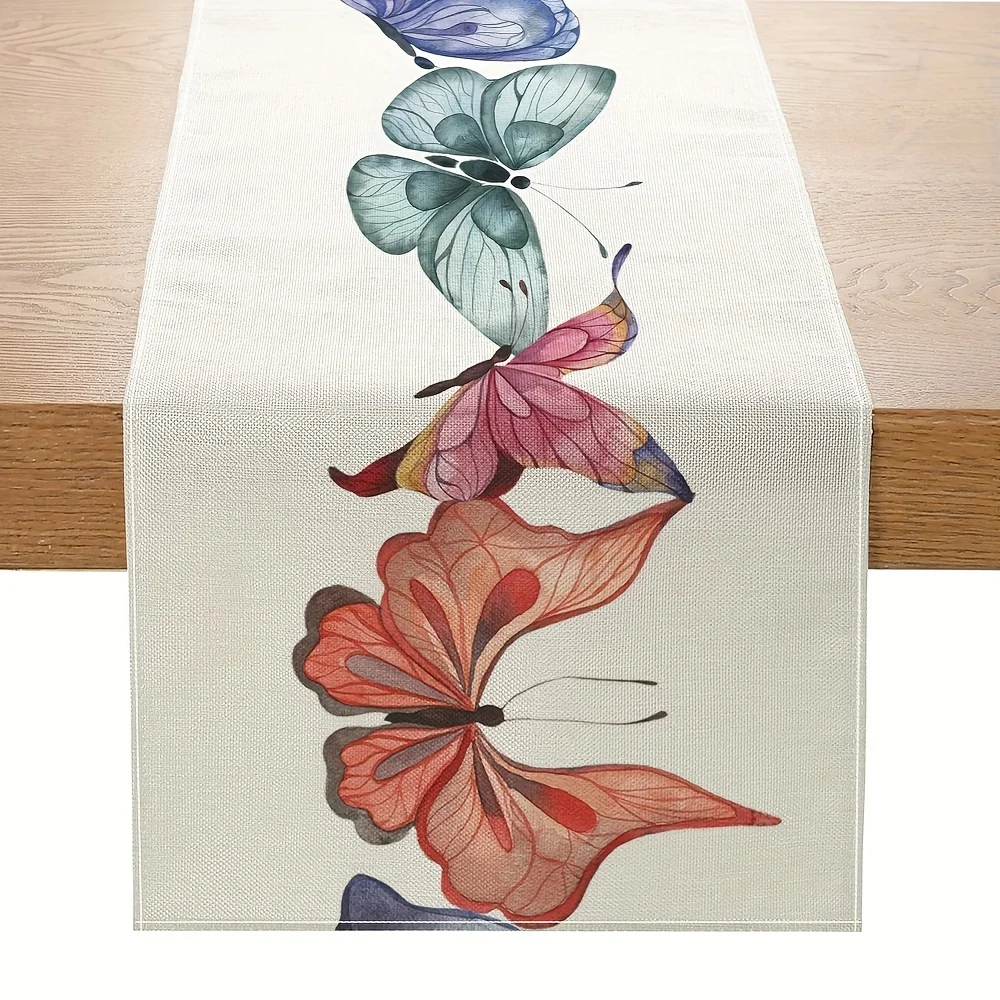 Beautiful Butterfly Pattern Table Runner Country Decor Anti-stain Table Runner for Dining Table Wedding Table Decoration