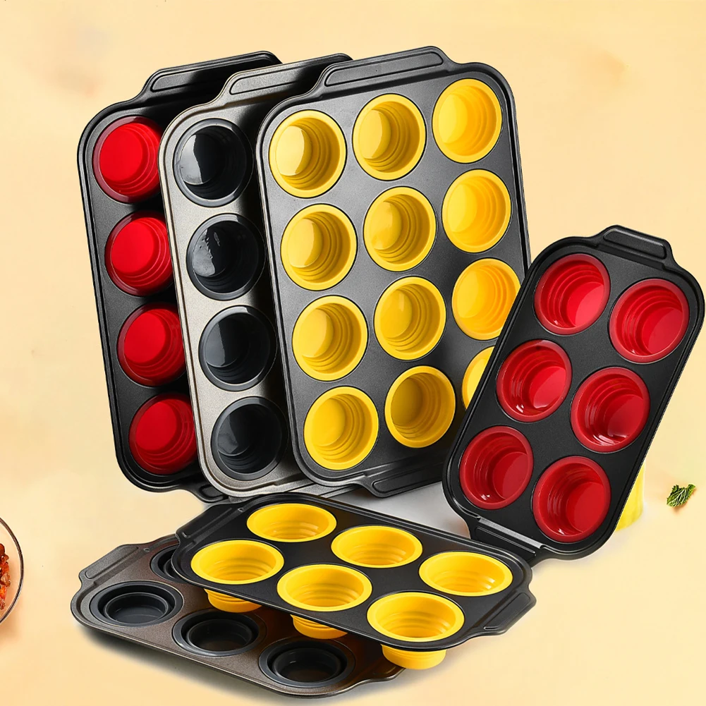 6/12 Holes Silicone Muffin Pan Nonstick Cake Mold with 6/12 Holes Easy Release Cupcake Tray for Baking Egg Bite Maker Bakeware