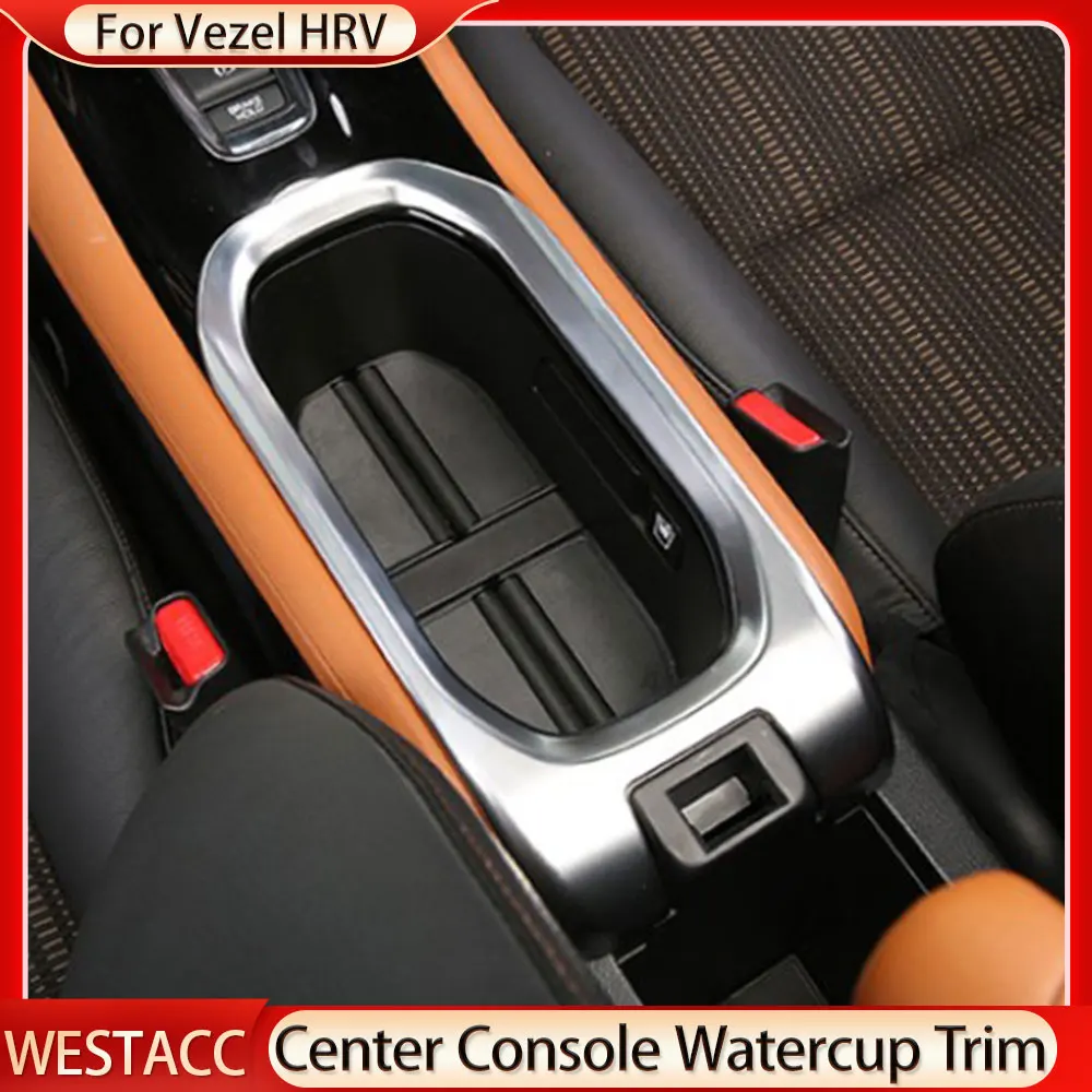 

ABS Chrome Car Center Console Water Cup Cover Sticker for Honda Vezel HRV HR-V 2014 - 2020 Decoration Accessories