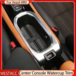 ABS Chrome Car Center Console Water Cup Cover Sticker for Honda Vezel HRV HR-V 2014 - 2020 Decoration Accessories