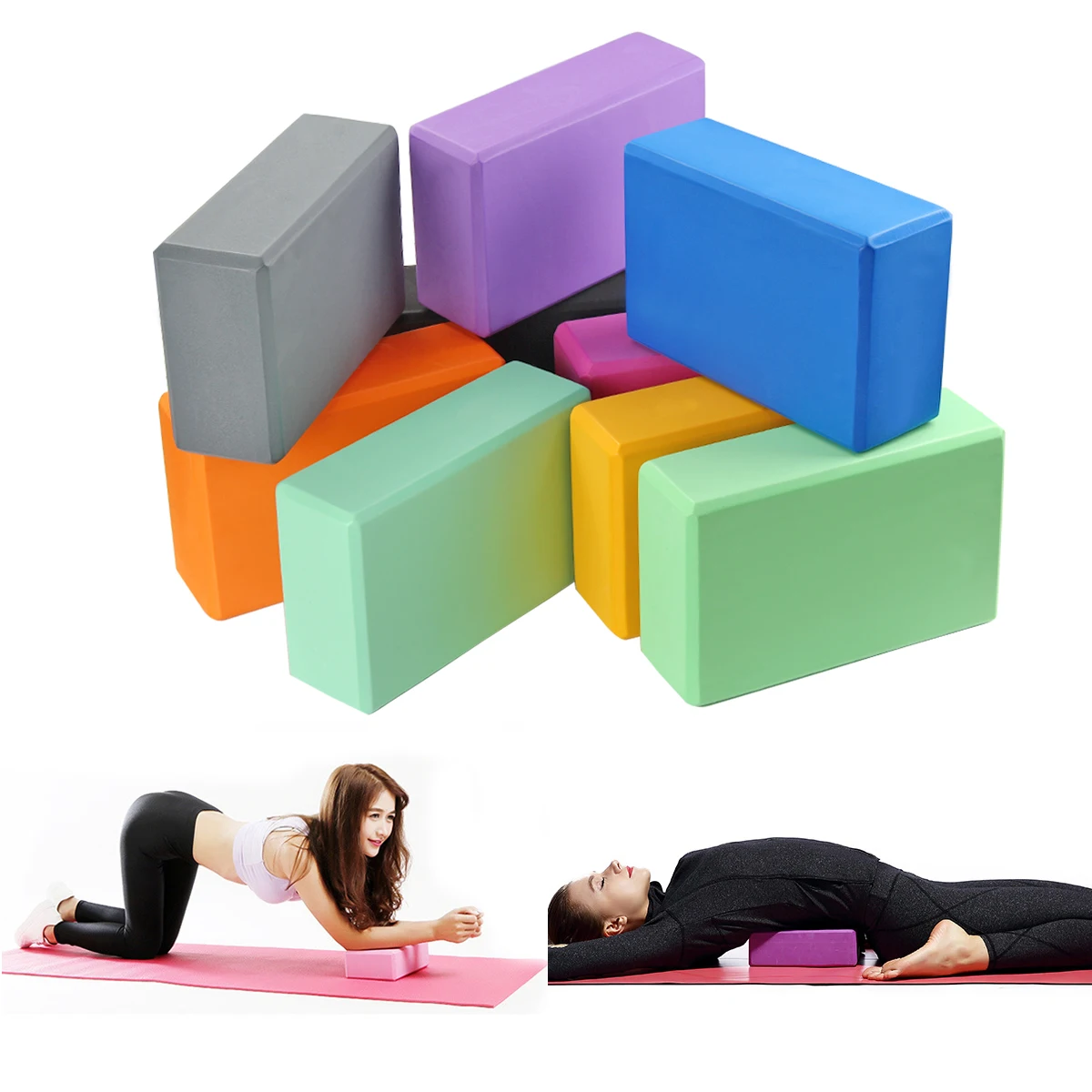 

2Pcs Foam EVA Yoga Blocks Lightweight Non Slip Supportive Yoga Bricks for Pilates Stretching and Meditation