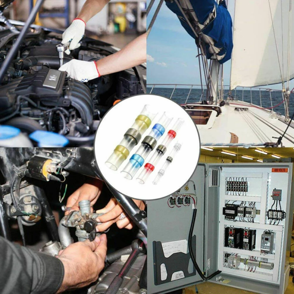 High-Temperature Resistant Heat Shrink Connectors Color-Coded Sizes Dual-Wall Construction Flexible After Installation
