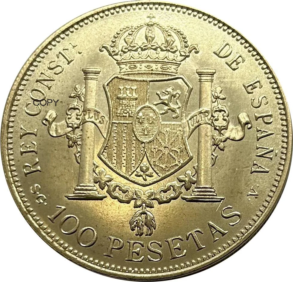 1897 Spain 100 Pesetas Alfonso XIII 3rd portrait gold coin Brass Collectibles Copy Coins