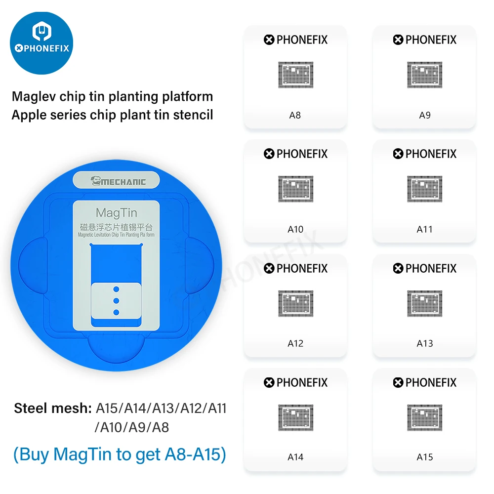ช่าง MagTin ตำแหน่งดีบุกปลูกตาข่ายสำหรับ iPhone Huawei Qualcomm IC ชิป CPU Nand แฟลชแบบอักษร Reballing Stencil