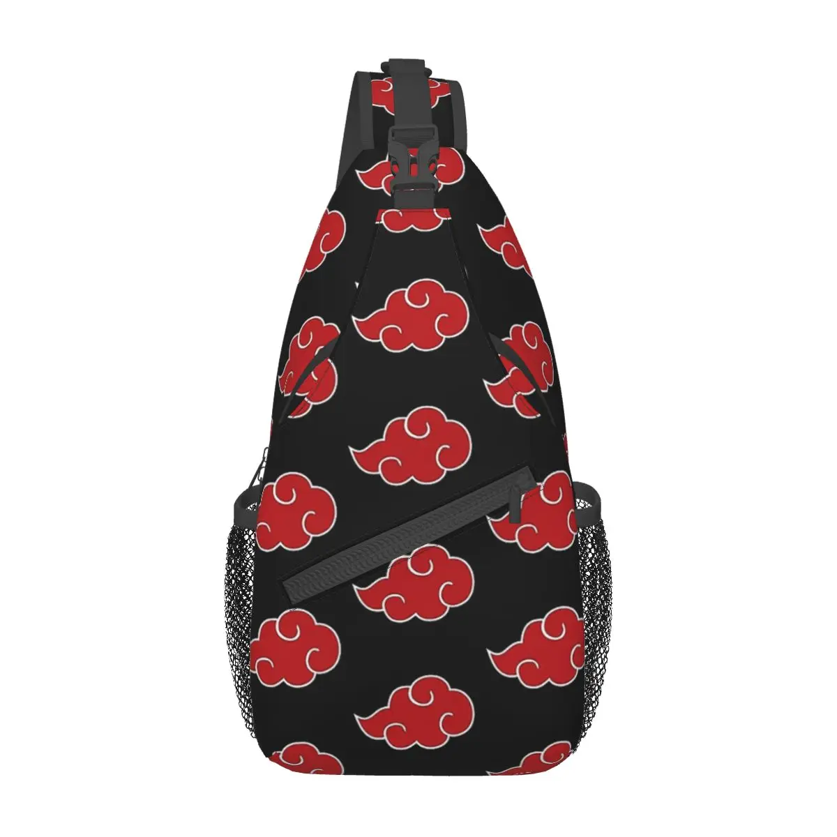 Sac à bandoulière nuage rouge japonais, petit sac de poitrine, sac à dos de dessin animé animé lancé, sac à dos pour la randonnée, cartable de sport en plein air