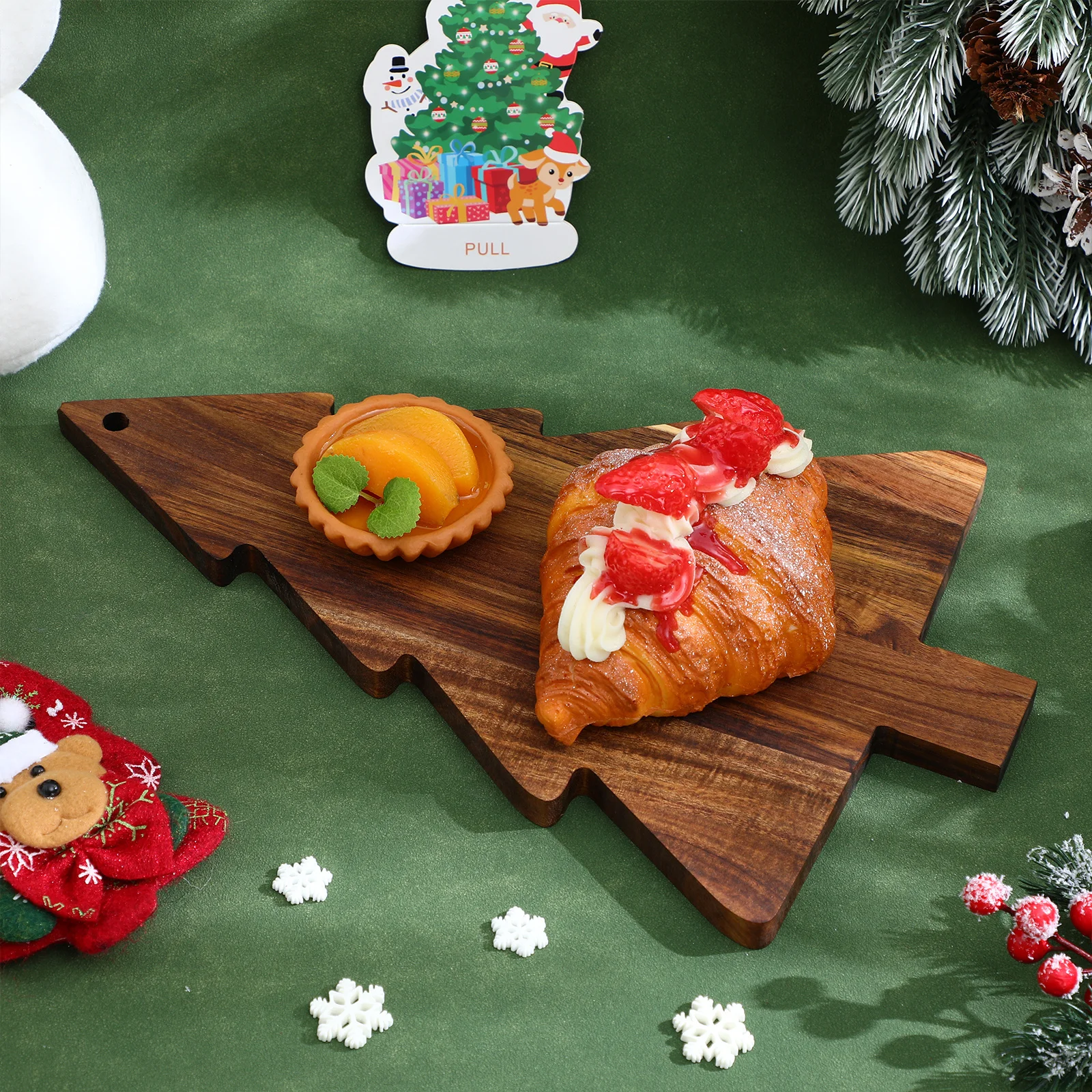 

Unique Christmas Tree Shaped Wooden Board Versatile Food Serving Tray for Breakfast Brunch Dinner Party Occasions