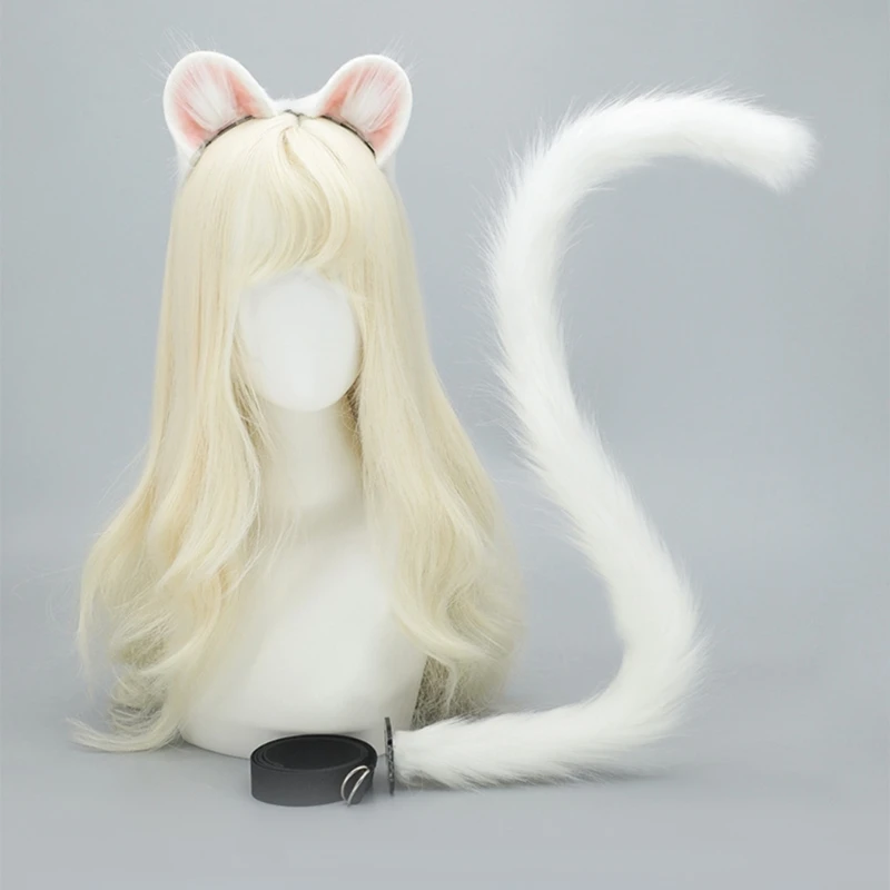 39BB Maus Ohr und Schwanz -Set Faux Pelze Füchse Wolf Ohrstirnband mit Heck Halloween Weihnachts -Cosplay -Party -Kostümzubehör