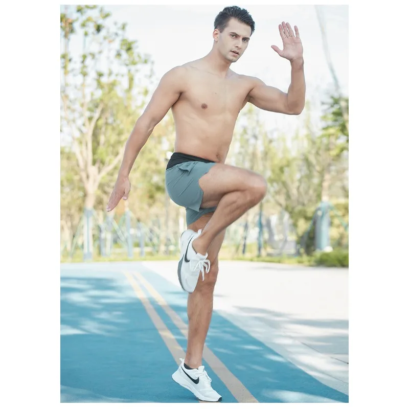

European American Running Shorts Men‘s 2 in 1 Quick Dry with Breathable Liner Adjustable & Durable Great for Gym