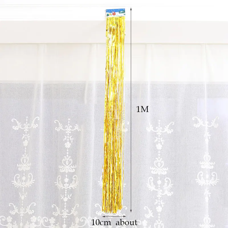 1M Gold Tassel Tail for Balloons Glitter Shimmer Foil Curtain Tassels for Balloon Accessory Birthday Party Wedding Decoration