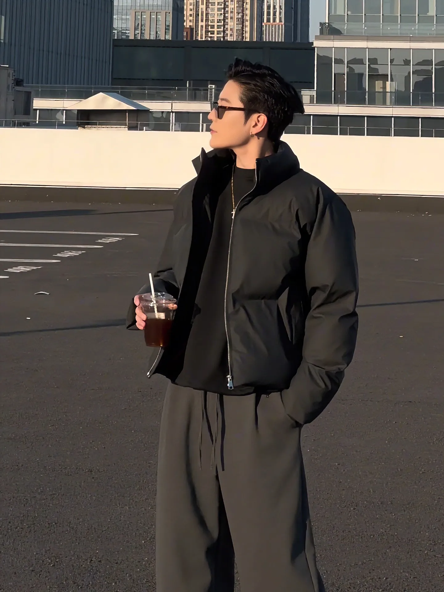 

Мужская зимняя куртка-пуховик American Sle Bla с воротником-стойкой, модная уличная одежда, рабочая одежда, пальто Cleanfit