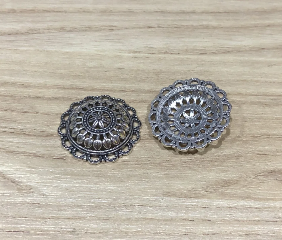 

10pcs 27mm Vintage flower hollow charms for jewelry handmade Zinc alloy metal HW3162
