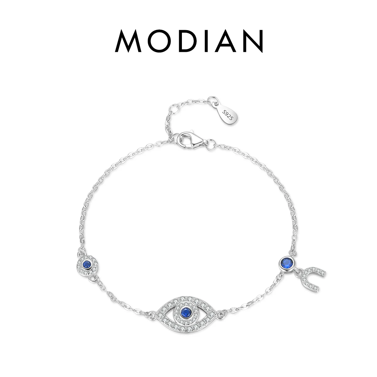 Modian 925 Sterling Silber blau Augen Magnet Armband zarte verstellbare Glieder kette für Frauen Geburtstag Weihnachten Schmuck Geschenk