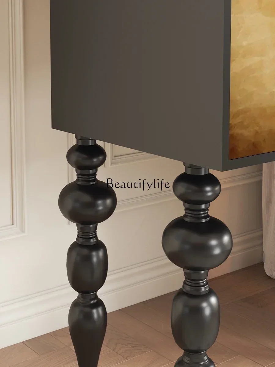 D06Art تخزين جدار الديكور خزانة جانبية الحديثة الحد الأدنى خشب متين خزانة تخزين عالية الساق