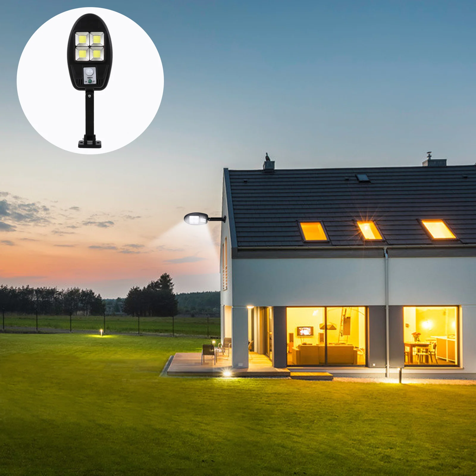 1Set الشمسية فناء مصباح ضوء الشارع الشمسي LED جهاز الإضاءة الاستشعار البشري مقاوم للماء في الهواء الطلق حديقة الشارع الديكور #3