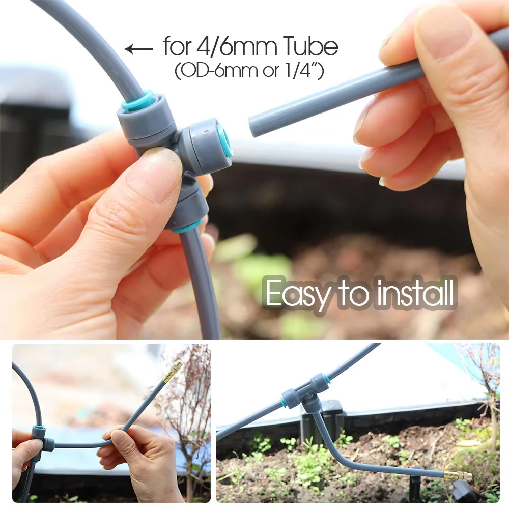 Tuya 2-Way Wifi Timer Mist Spray System for Garden Plants Cooling Watering 20cm Flexible Nozzle Smart Controller Atomizing Kit