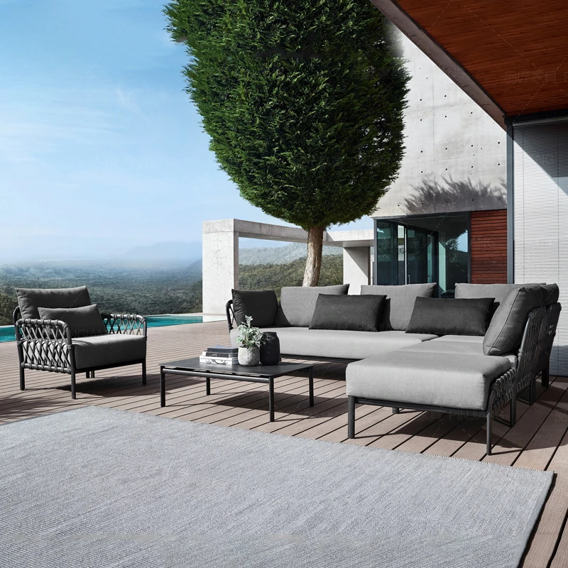 Outdoor corner sofa combination, outdoor open-air veranda, sunroom, waterproof and sunscreen