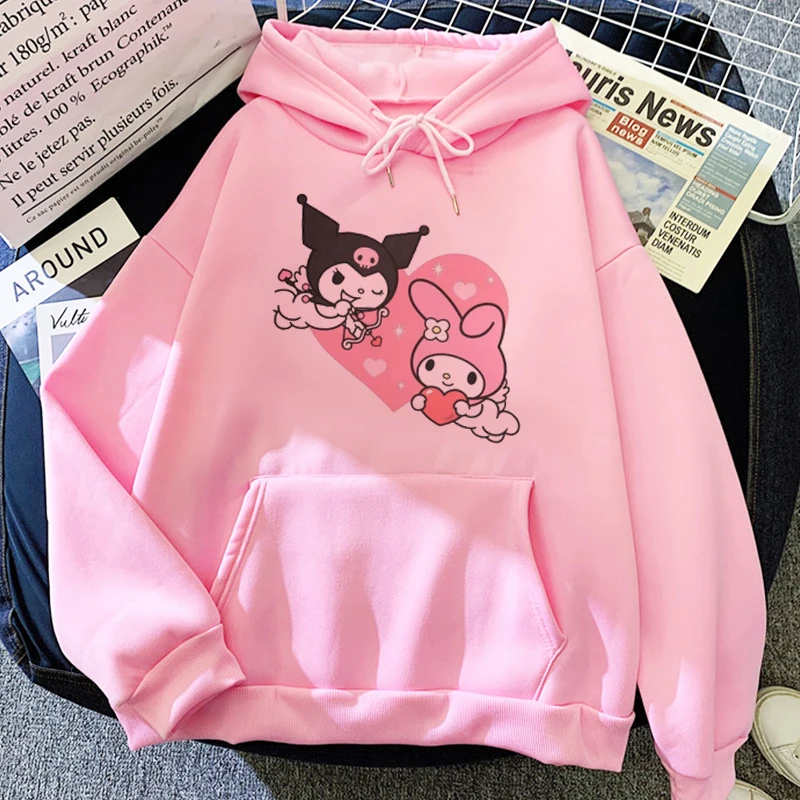 

Japanese Anime Kawaii Kuromi My Melody Hoodie Crop Top Women Y2k 90s Hoodies Sweatshirt Harajuku Streetwear Pullover Clothes