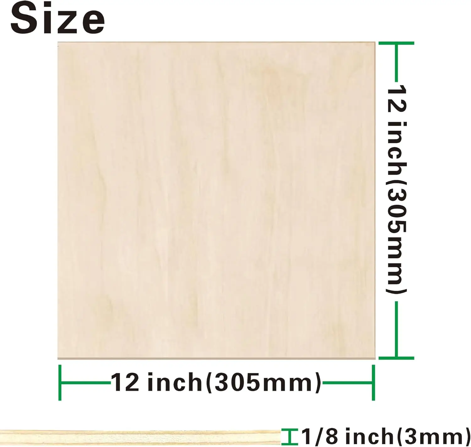 Pacote com 36 Folhas de Madeira de Balsa 1/8\", 12x12 Polegadas, Compensado de 3mm para Corte a Laser e Artesanato