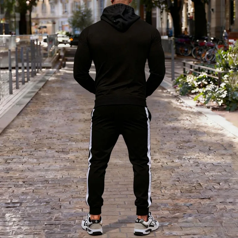 Men's 2 Piece Tracksuit Set Casual Zip Hoodie and Joggers Pants with Side Stripe Sport Outfit - view 6