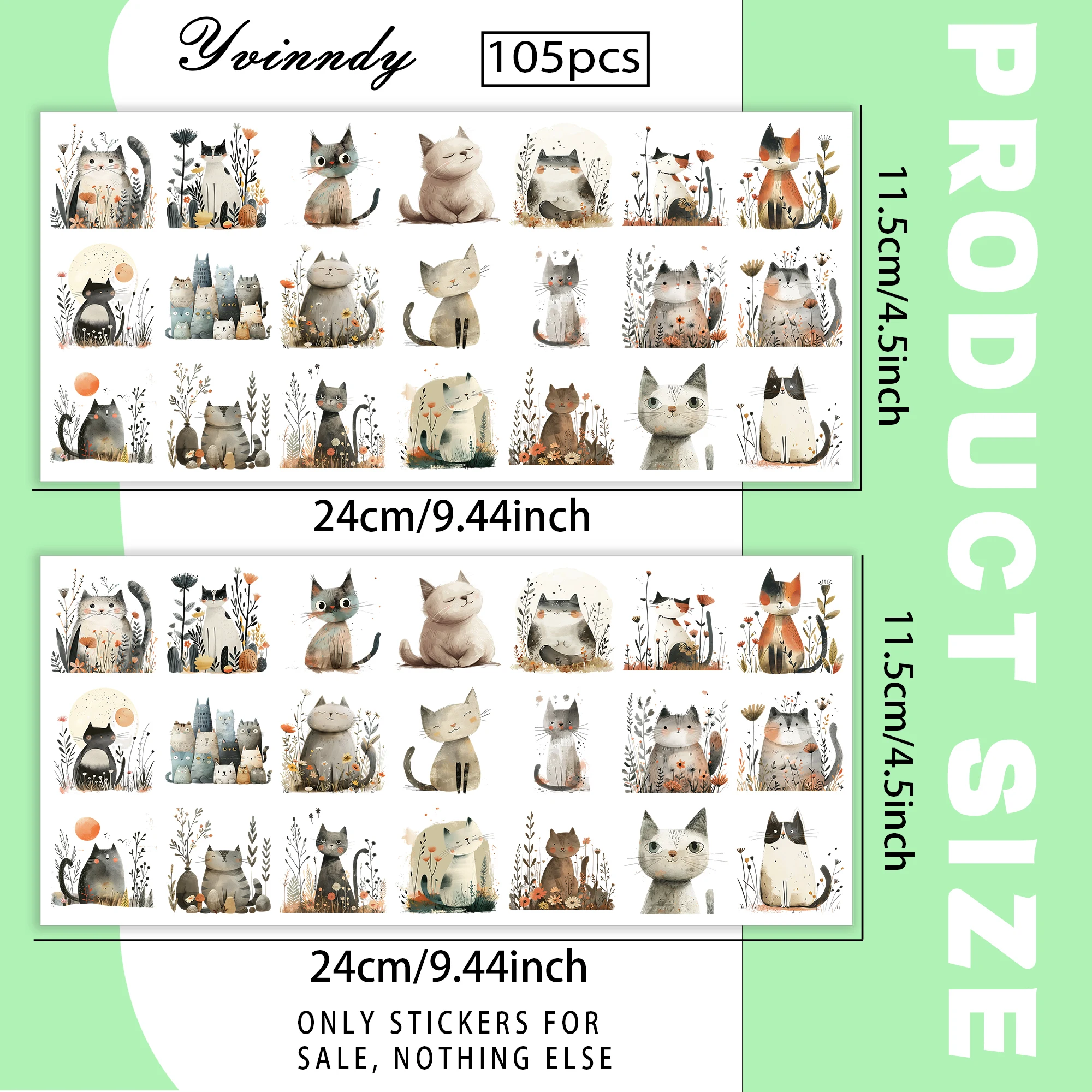 105Pcs/Set Watercolor Cat Keychain Transfer Paper UV DTF Transfer Paper Durable High-viscosity Transfer Paper