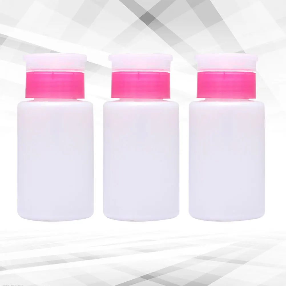 3 個ロック可能なマニキュアリムーバーボトルプレスポンプディスペンサープラスチック容器ホワイトピンク旅行用メイク落としトナー