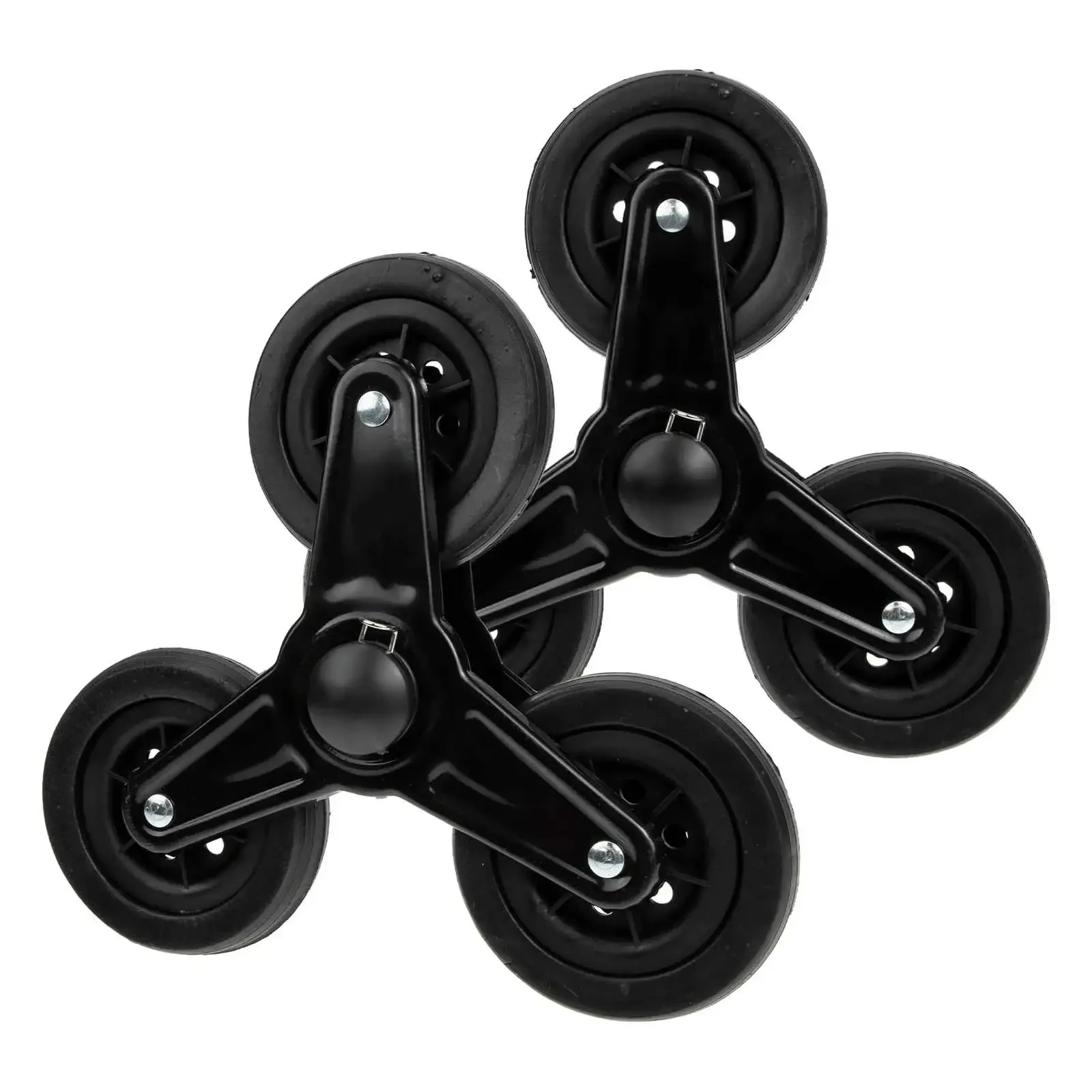 2Pcs Folding Grocery Cart Rubber Tri Wheels Repair Parts for Laundry Cart Accessory Black Easily Install Stair Climber Wheels