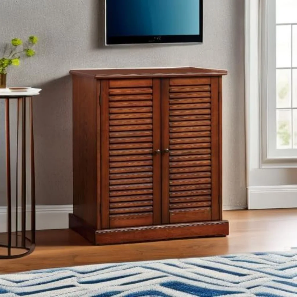 Brown  Wooden Shoe Cabinet with Blocked Panel Feet