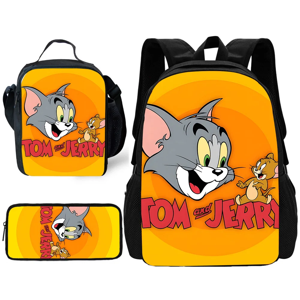 Child School Cartoon Funny  T-Toms Backpack with Lunch Bags ,Pencil Bags ,School Bags for Boys Girls Anime J-Jerrys Best Gift