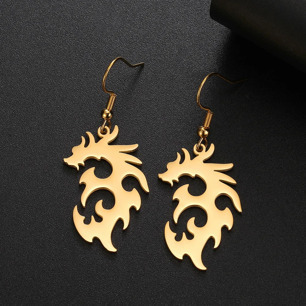 Dawapara Animal Dragon Earrings Chinese Dragon Totem Protection Amulet Spring Festival Gifts Stainless Steel Mythology Jewelry