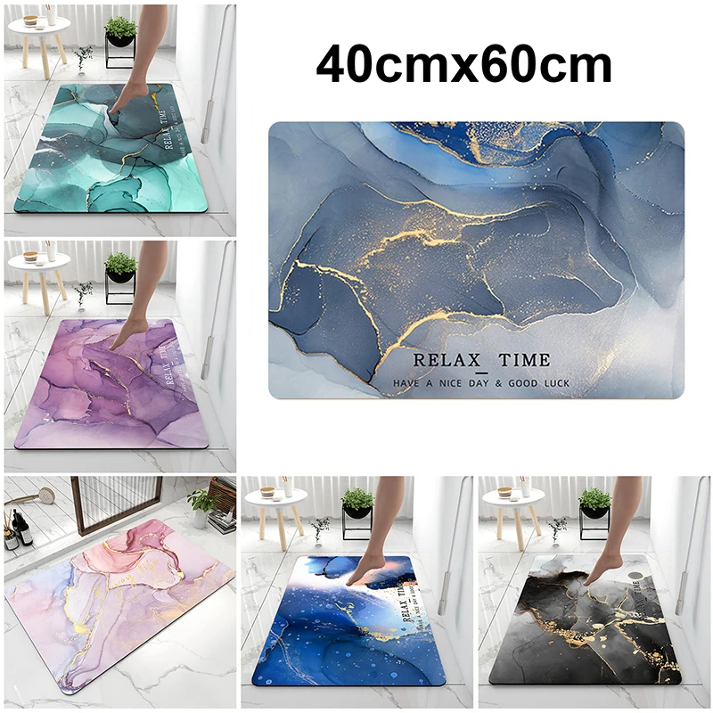 Bathroom Mats Marble Pattern Floor Carpet Anti-Slip Kitchen Living Room Entrance Rugs Luxury Bath Absorbent Mat 40x60cm Doormat