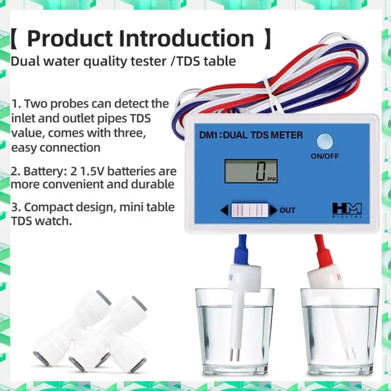 

FIZP Digital Water Quality Tester Dual Probe Online TDS Detector Input/Output Water Quality Monitor For Tap Water Fish Tank