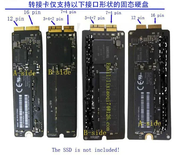 PCIe X1 Adapter Card for 2013~2015 MACBOOK Pro retina A1502 A1398 A1465 A1466 A1481 A1419 SSD