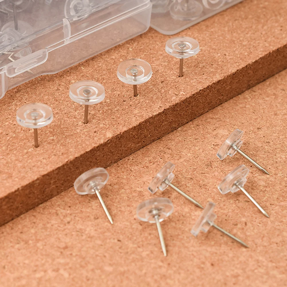 Imagem -02 - Placa de Cortiça Tachinhas Escritório Push Pin Limpar Pushpins Mapa Pushpins 100 Pcs