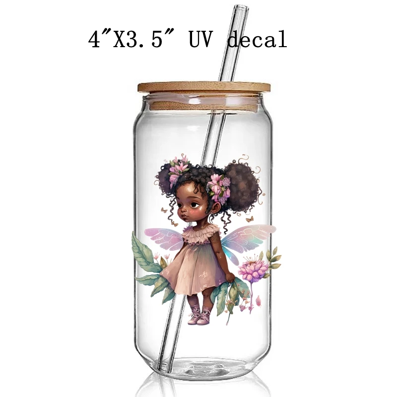 2pcs/lot Trending  Black Princess  Fairy UV  DTF Cup Decals Transfers Stickers  DIY  Juneteenth for Cup (Not Full Wrap)