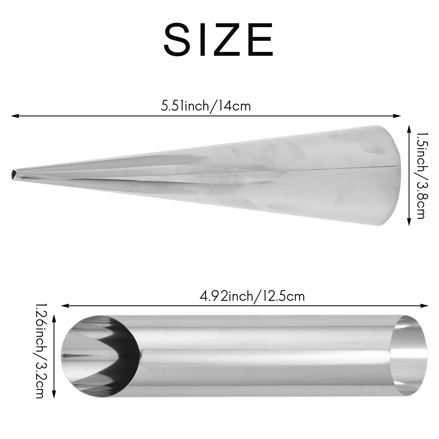 A36T-20 Pcs Cream Horn Molds Stainless Steel Cone Tubular Shaped Mold For Cannoli Tubes Croissant (Cream Cone)