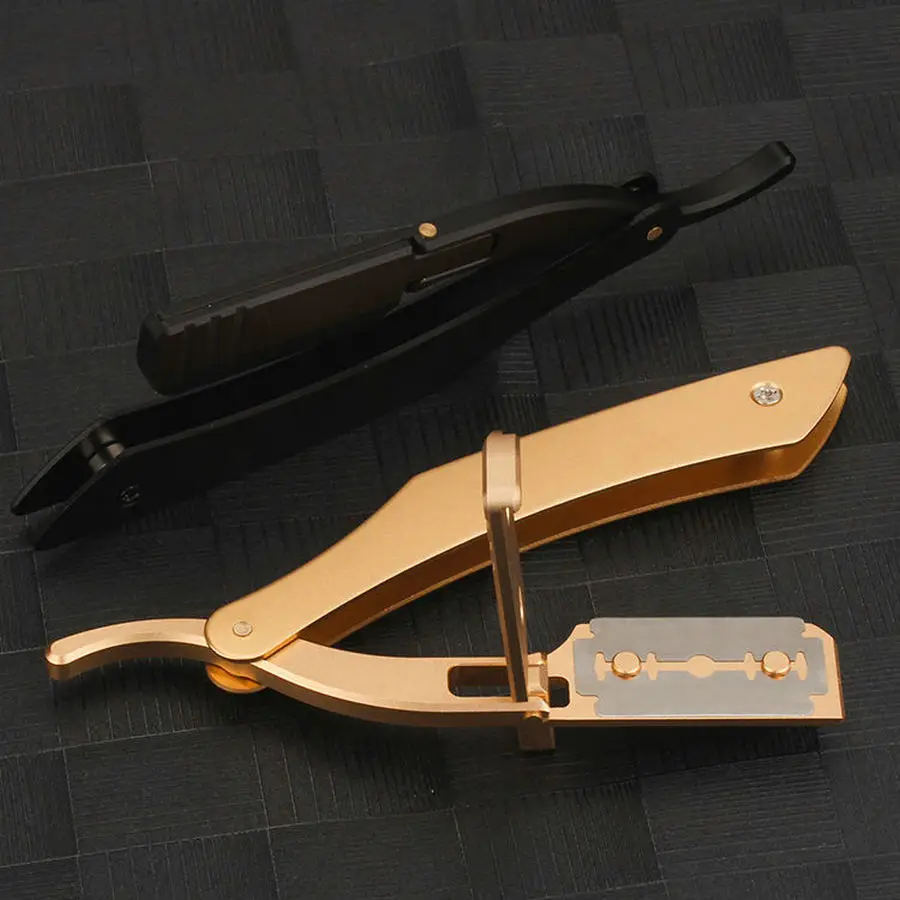 Aluminium Alloy Beard Folding Barber Shaver Knife Tool Straight Edge Shaving Razor Holder