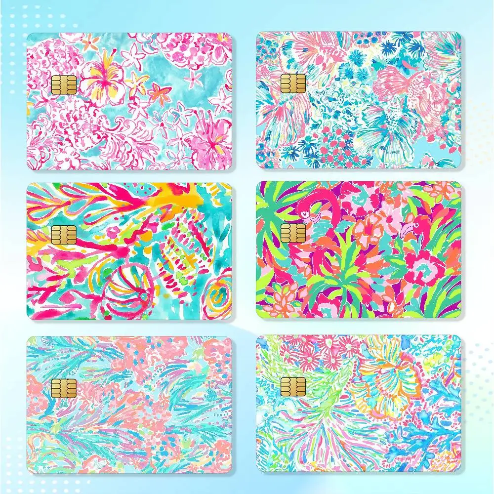 Printing L-Lilly-S P-Pulitzer Matte Card Stickers For Credit Cards Debit Cards And Transit Cards 4Pcs
