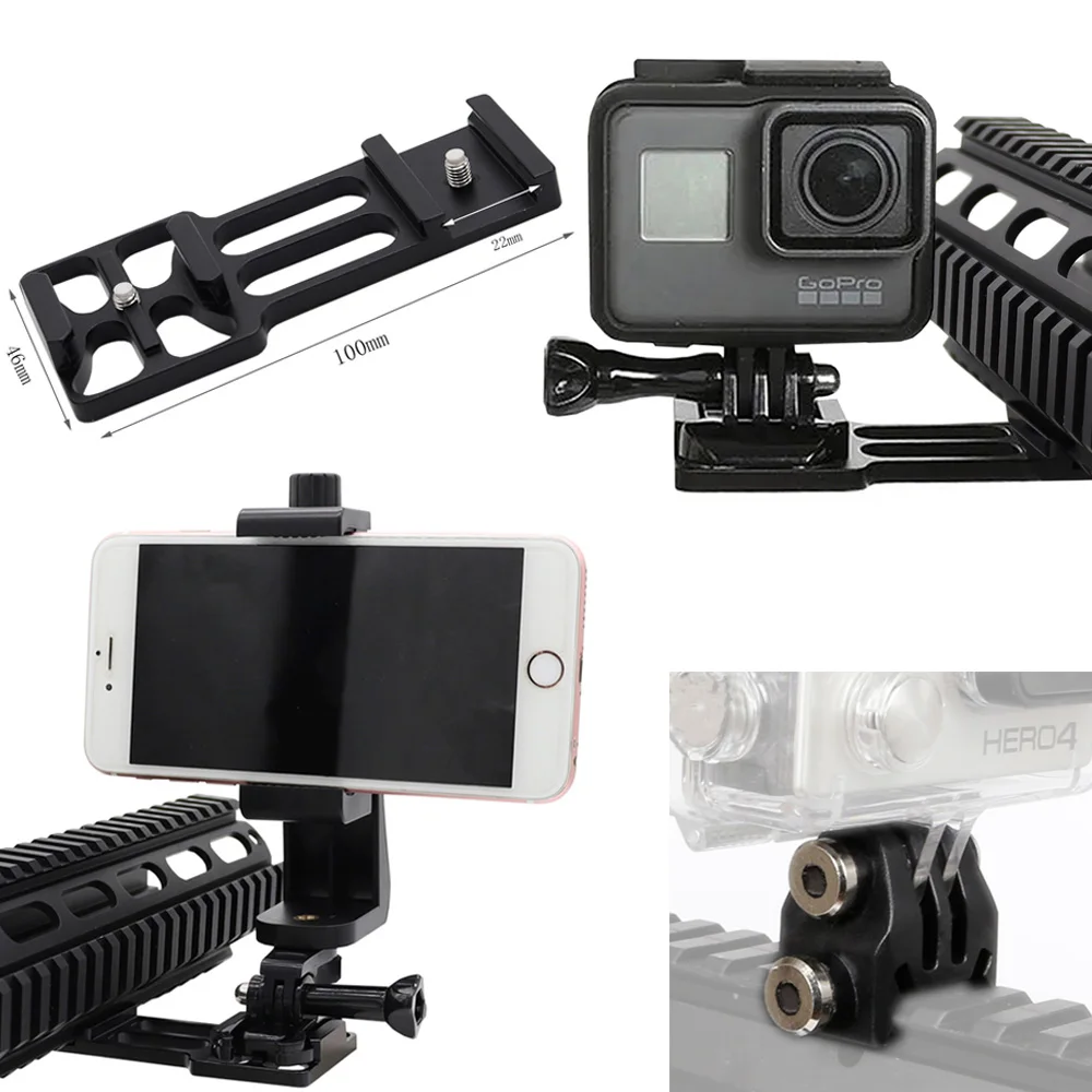 Tactical 20mm Picatinny Rail Mount Phone Camera Holder For Iphone Cell Phones Gopro Sports Camera For Shotgun Hunting Airsoft