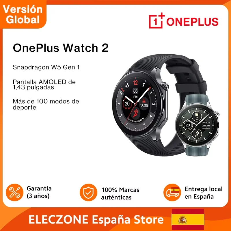 Global Version OnePlus Watch 2 Smart Watch 1.43'' AMOLED Display Snapdragon W5 Gen 1 Dual Frequency GPS Wear OS 4 NFC