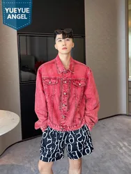 Designer Mens Denim jacket High Steet Spring Autumn Casual Outerwear Single Breasted Loose Fit Long Sleeve Vintage Short Coat