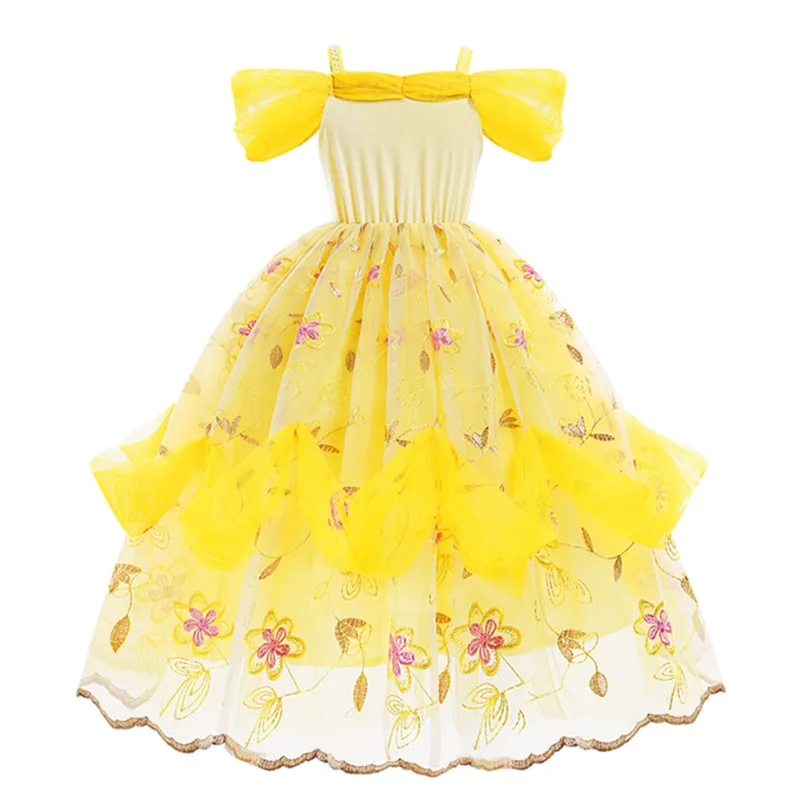 Kids Belle Costume Girl Halloween Princess Cosplay Party Dress Children Birthday Clothes Carnival Fancy Dress