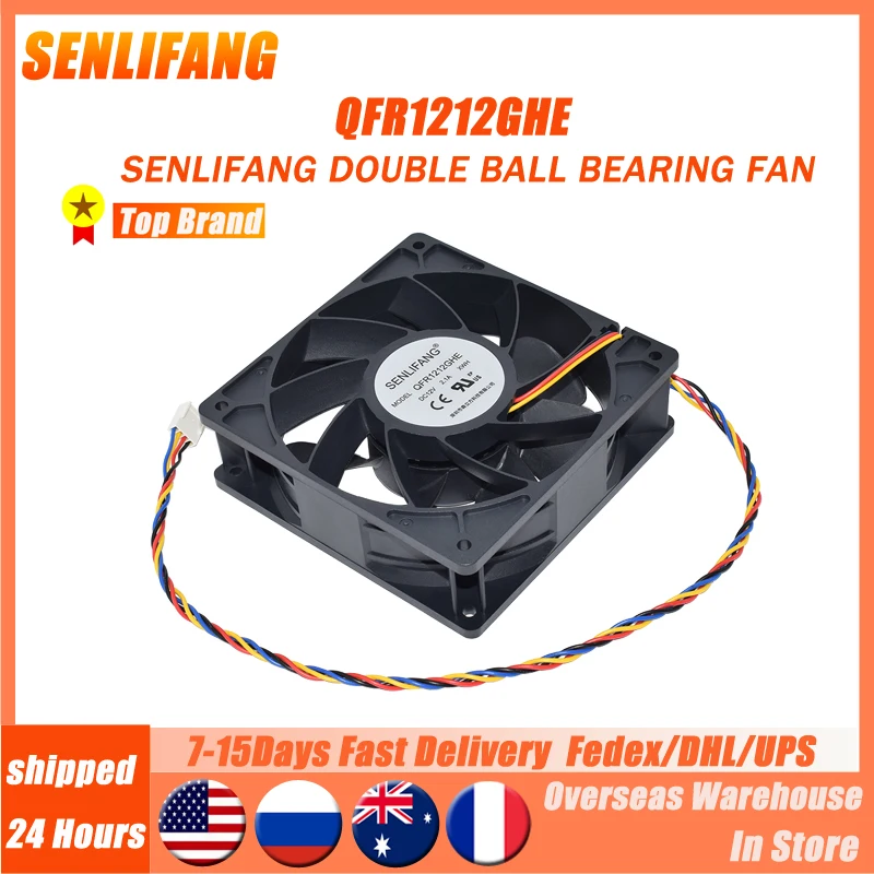 SENLIFANG double ball bearing Fan QFR1212GHE For S7 S9 T9 L3 BTC ETH Mining Cooler DC 12V 2.1A 120*120*38mm Cooling high quality