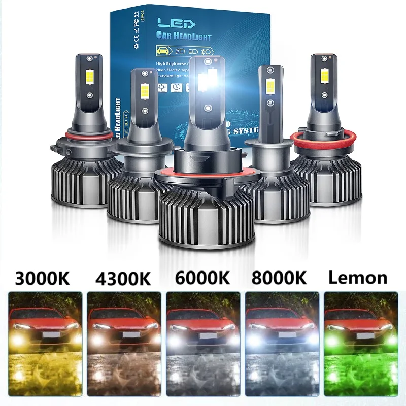 880 881 LED المصباح لمبة H19 H18 H11 H7 H3 ضوء السيارة 4300K 6000K 12V 50W 9007 9004 HB5 HB1 مصابيح السيارات عالية الطاقة