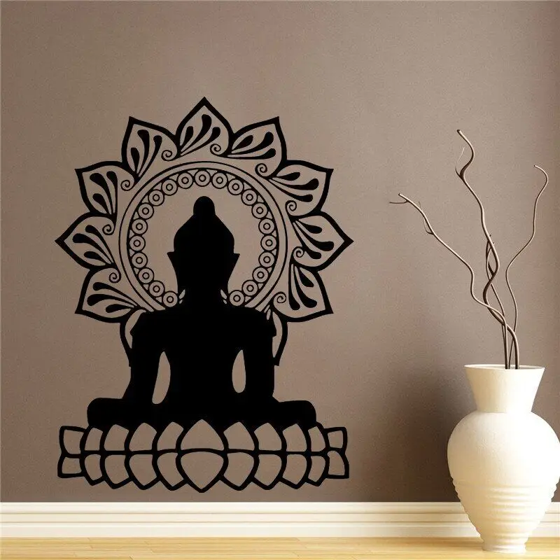Zdejmowana naklejka ścienna Budda Mandala Lotus Samoprzylepna naklejka ścienna Winylowa wodoodporna fototapeta do sypialni Salon HL93