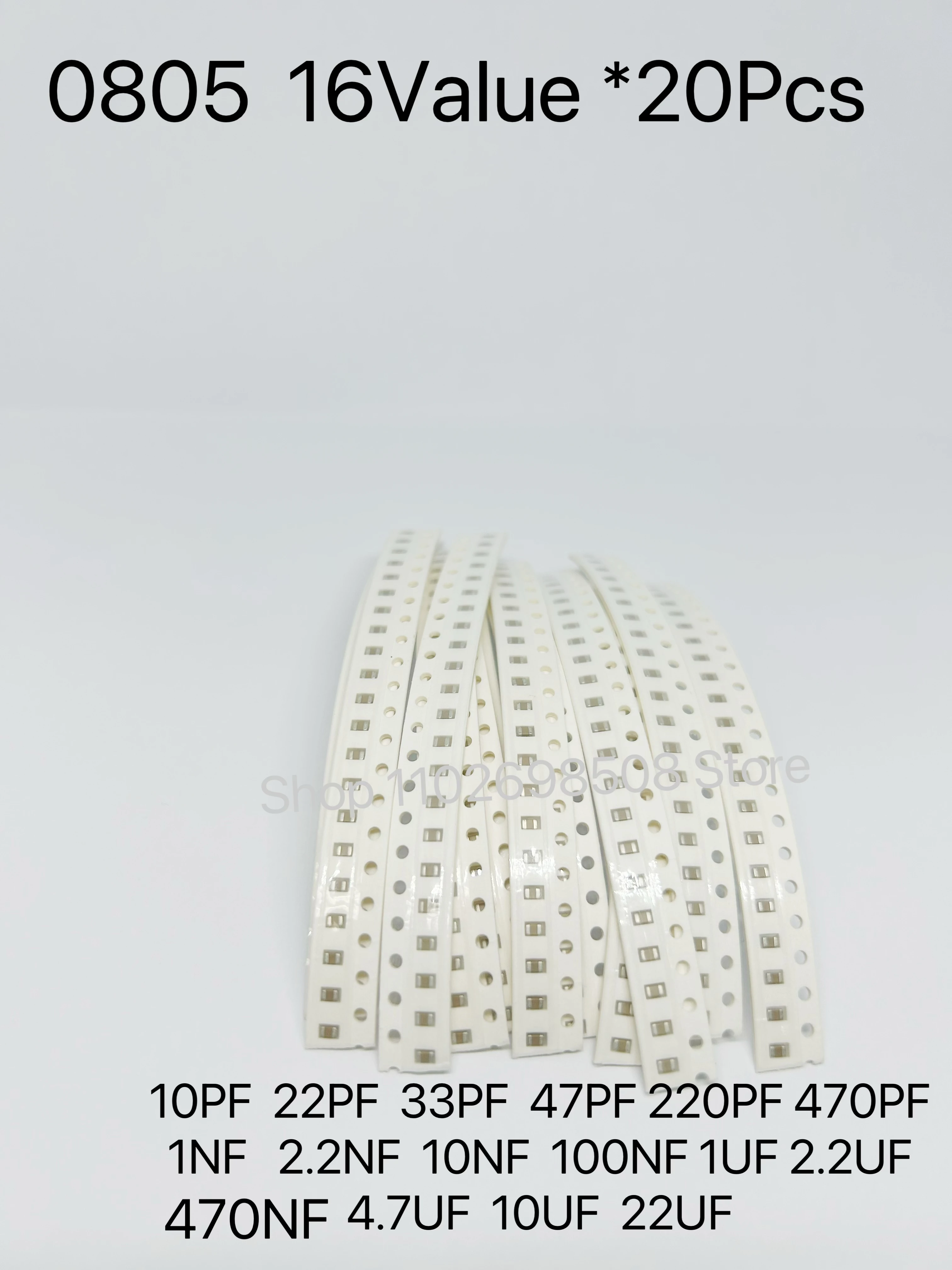 

16values*20pcs=320pcs 0805 1206 SMD Ceramic Capacitor Kit 10PF To 22UF 102 222 103 104 474 105 225 475 106 22/33/47/220/470PF