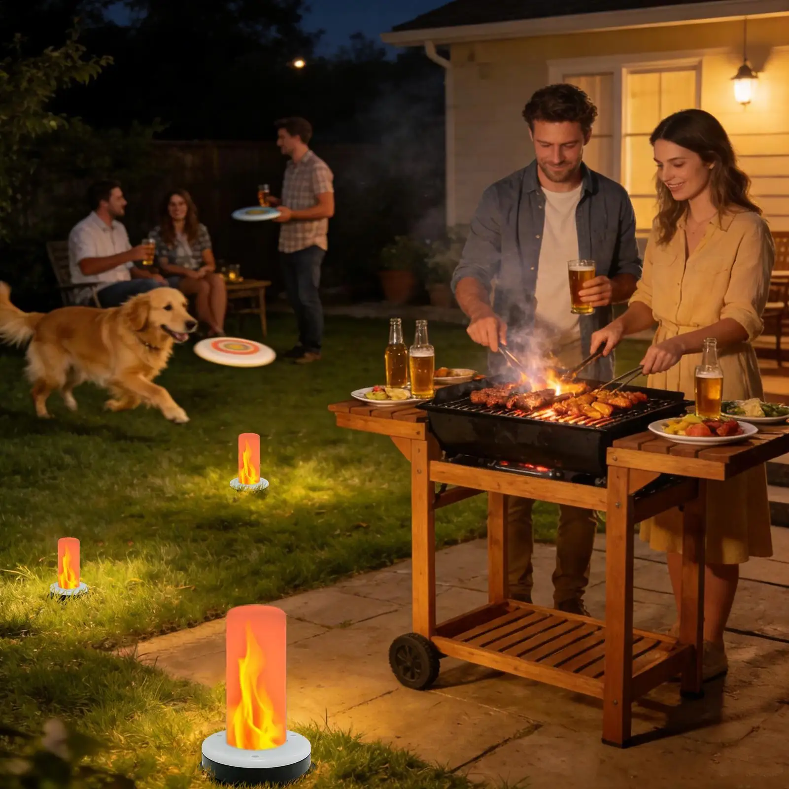 Flame Light Bulbs Waterproof Solar Powered LED Lamp Realistic Flickering Light Bulbs For Patio Garden Yard Porch Balcony Garage