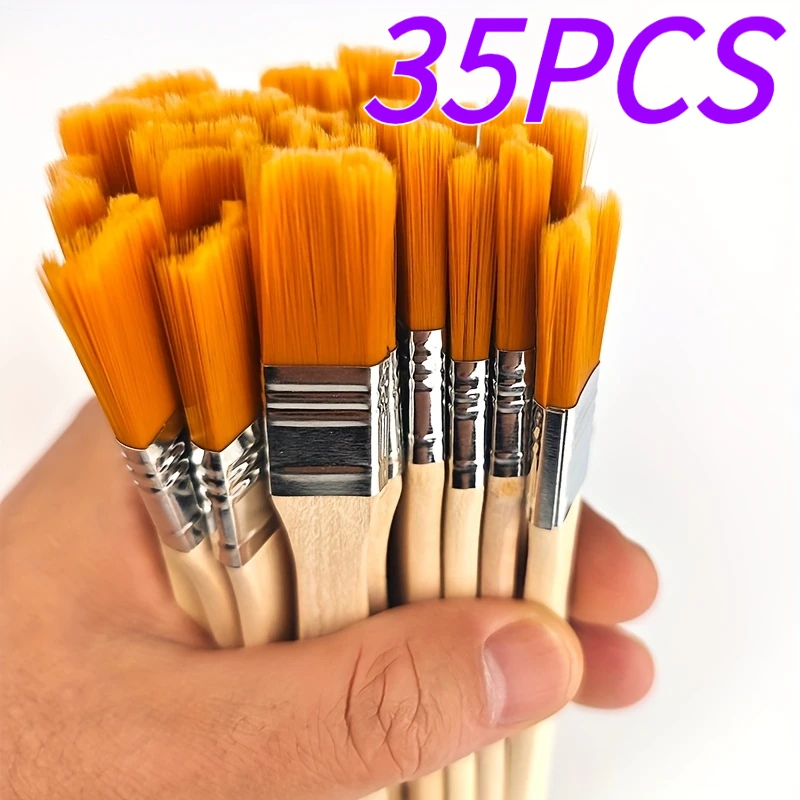 

35 шт. маленькие кисти для масляной живописи с нейлоновой щетиной, кисти для барбекю, большие, средние и маленькие кисти из щетины, художественные кисти для ручек,