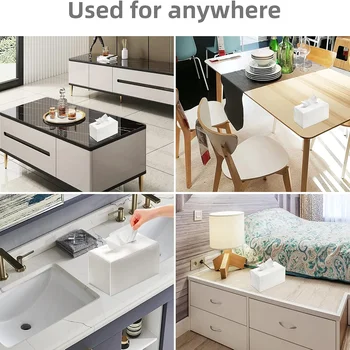 כיסוי לקופסת טישו מעור PU מעודן, מחזיק קופסת טישו מתקפל - מחזיק/ארגונית דקורטיבית למשטח עבודה בחדר אמבטיה 8 best sales מחזיק קופסת טישו מרובעת - №1